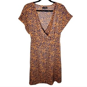 Qed London Leopard Blue Orange Dress